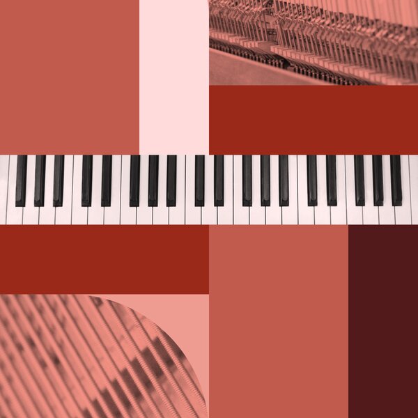Felt piano among red rectangles