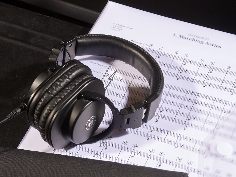 Headphones on sheet music
