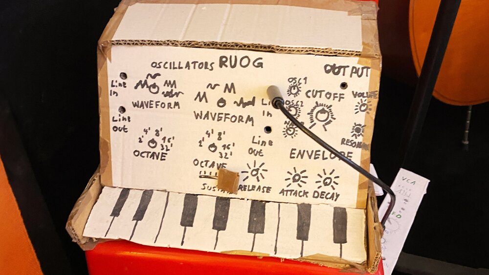 A RUOG synth made from cardboard
