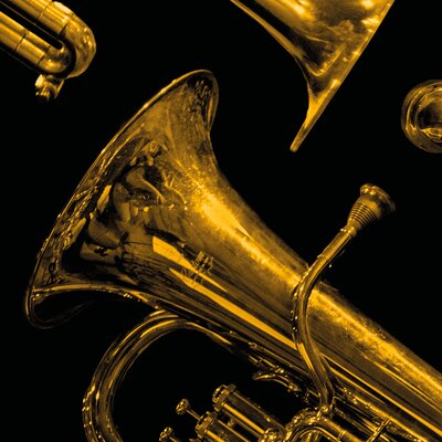 Close-up of brass instruments