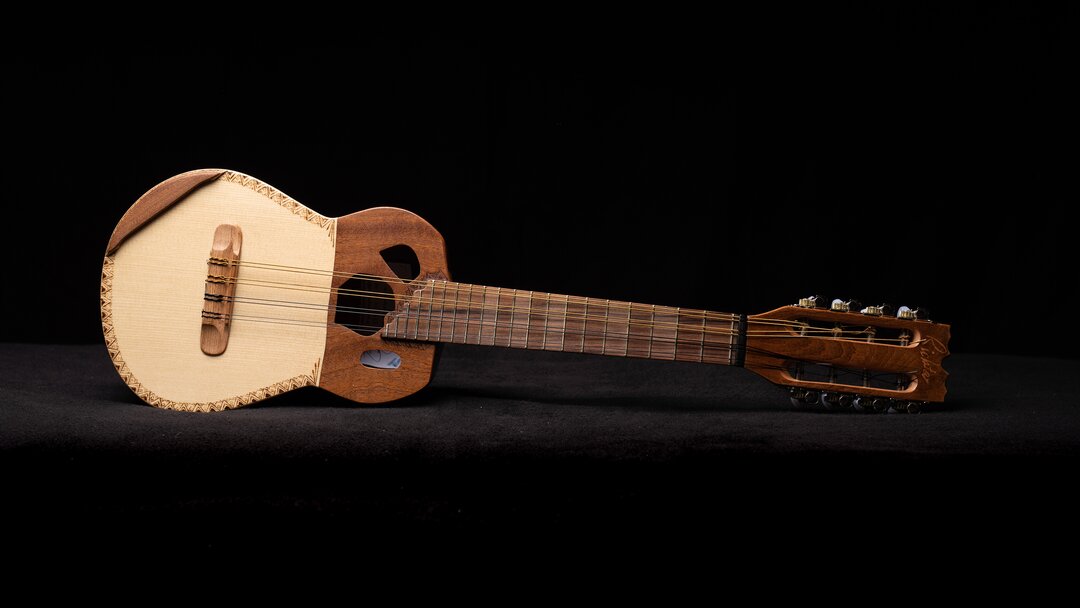A hybrid charango and mandolin known as the charangolin