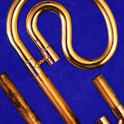 Beaufort artwork: a series of brass instrument tubes and valves
