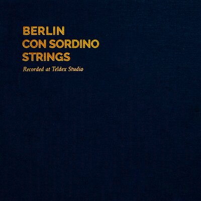 Berlin Con Sodino Strings in gold lettering on a dark blue canvas-like background