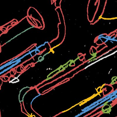 Drawings of saxophones