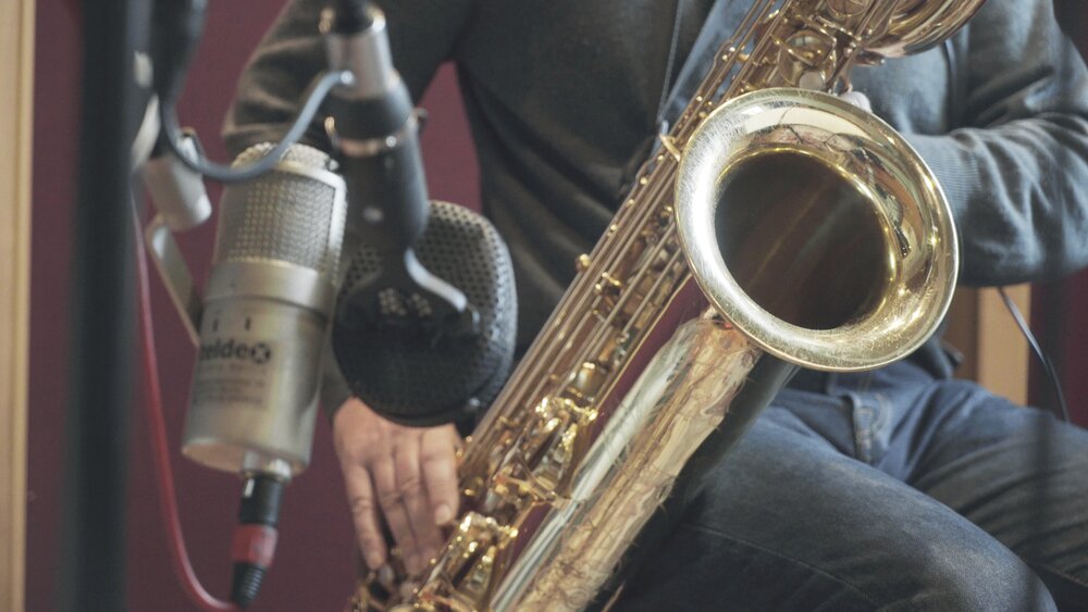 Saxophone being recorded