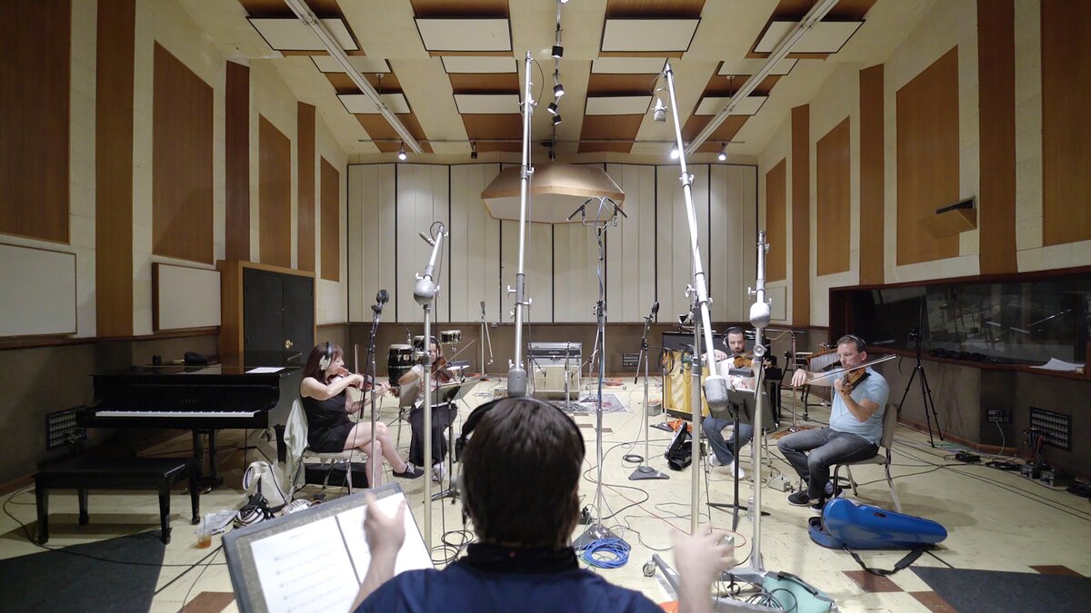 Recording session at United Recording studios in Los Angeles