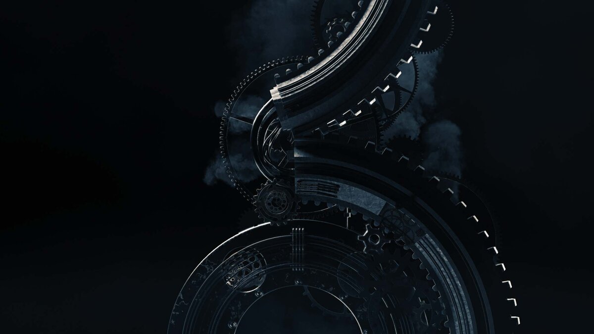 The number 3 made out of gears