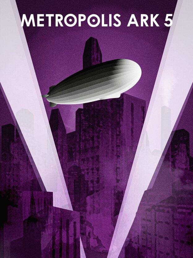 Metropolis Ark 5 cover art with airship