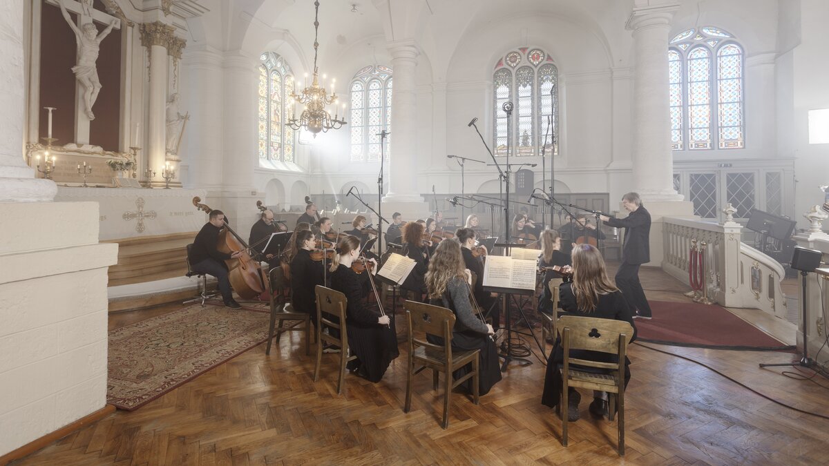 Recording the Peteris Vasks Strings sample library in Riga. Photo by Reinis Hofmanis.