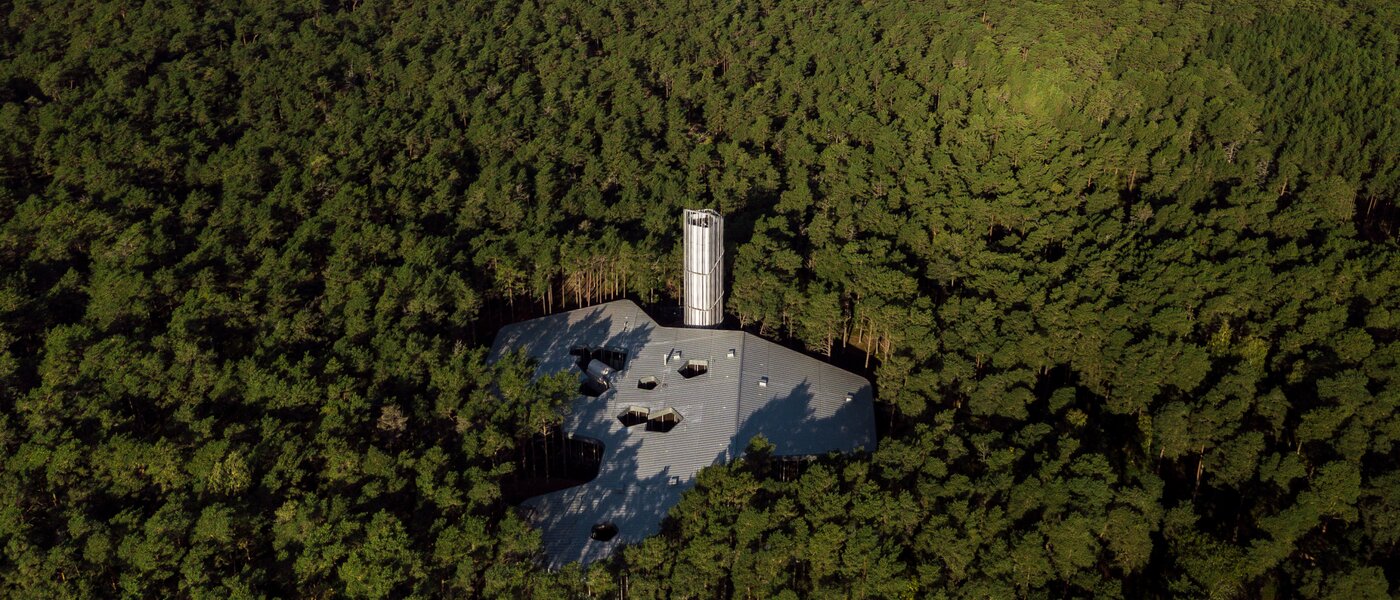 © Photo by Tõnu Tunnel, www.tonutunnel.com An aerial shot of the Arvo Pärt Centre in Estonia
