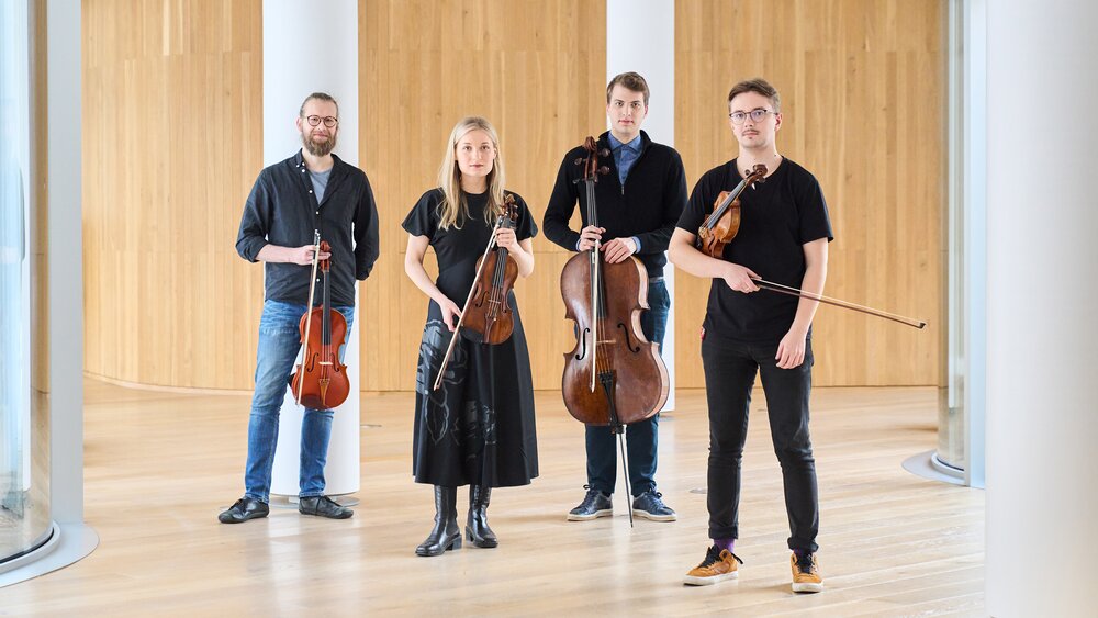 The M4gnet string quartet in the Arvo Pärt Centre. Photo by Kaupo Kikkas.