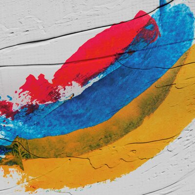 Abstract red, blue, and yellow strokes