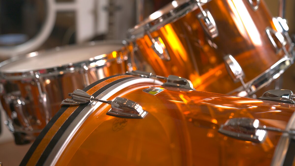 Close-up of a drum set