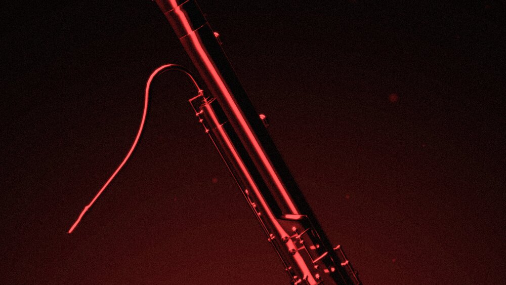 Stylized close-up of woodwind instrument